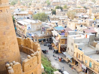 Jaisalmer, Hindistan - Mart, 2018 yaklaşık. Jaisalmer cityscape güzel görünümü.