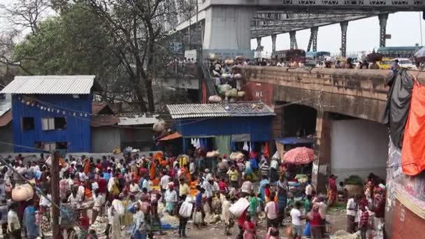 Calcutta India Circa Marzo 2019 Clienti Commercianti Enorme Mullik Ghat — Video Stock