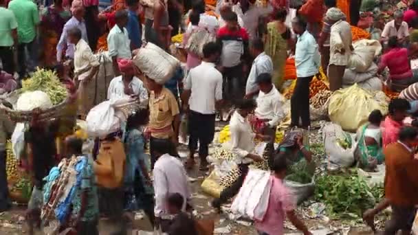 Calcutta India Circa Marzo 2019 Clienti Commercianti Enorme Mullik Ghat — Video Stock