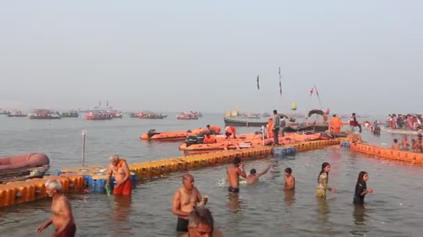 阿拉哈巴德 2019年3月 在Pryagraj参观Kumbh Mela节的被奉献者 — 图库视频影像