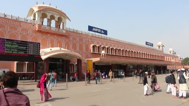 Jaipur India Circa March 2019 Gente Estación Jaipur Junction — Vídeos de Stock