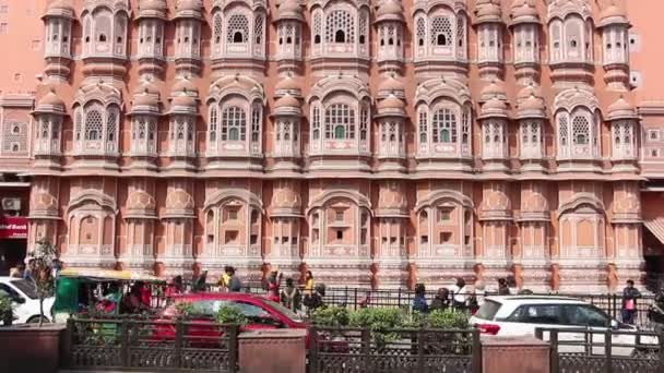 Jaipur India Circa March 2019 斋浦尔Hawa Mahal宫美丽的风景 — 图库视频影像