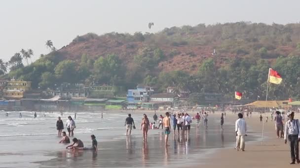 Arambol Goa India Circa February 2019 在Arambol海滩上看到的人 — 图库视频影像