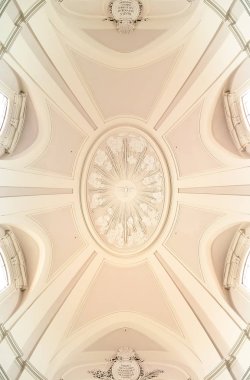 Tarquinia, İtalya - Yaklaşık Eylül 2017. Katolik kilisesinde tavan (Chiesa di Santa Maria Addolorata). XVIII yüzyıl.