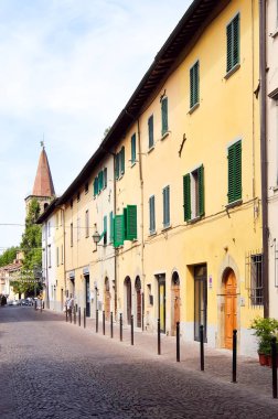 Sansepolcro, İtalya - Ağustos 2017. Sansepolcro sokaklarının görünümü