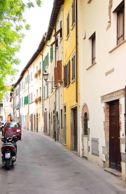 Sansepolcro, İtalya - Ağustos 2017. Sansepolcro sokaklarının görünümü