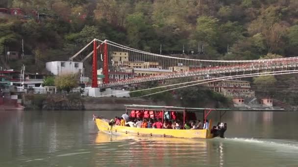 Rishikesh Indien März 2019 Schöner Blick Auf Den Ganga Damm — Stockvideo