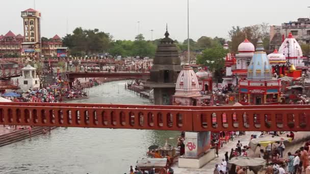 Haridwar India Circa April 2019 People Ganga River Embankment Har — Stock Video