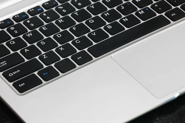 Closeup View Laptop Keyboard Black Background — Stock Photo, Image