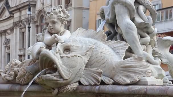 Roma Itália Circa Maio 2019 Vista Fonte Fontana Del Nettuno — Vídeo de Stock