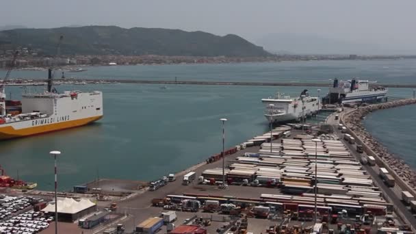 Salerno Italia Circa Junio 2019 Vista Terminal Contenedores Puerto Día — Vídeo de stock