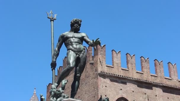 Bologna Olaszország Circa Június 2019 Neptunusz Szökőkút Fontana Del Nettuno — Stock videók