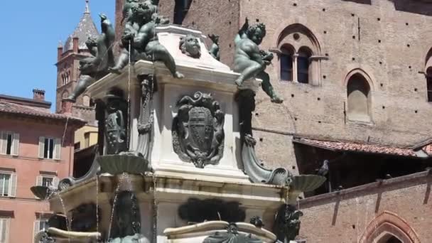 Bologna Itálie Cca Červen 2019 Pohled Fontánu Neptunu Fontana Del — Stock video