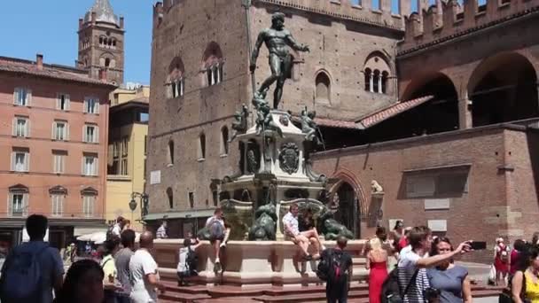 Bolonha Itália Circa Junho 2019 Vista Fonte Neptuno Fontana Del — Vídeo de Stock