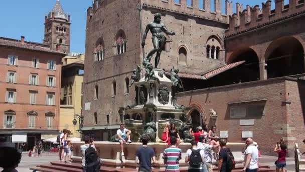 Bolonha Itália Circa Junho 2019 Vista Fonte Neptuno Fontana Del — Vídeo de Stock