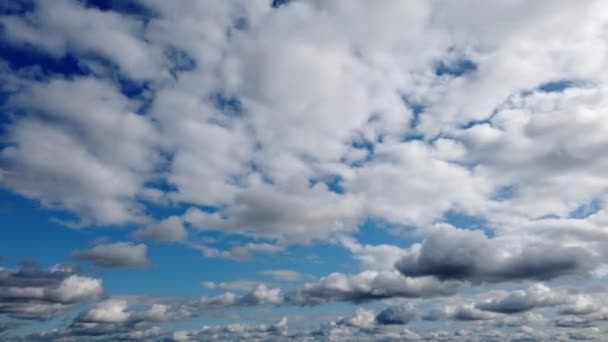 Vackra Moln Flyger Blå Himmel Molnigt Dag Timelapse — Stockvideo