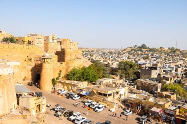 Jaisalmer, Hindistan - Mart, 2018 yaklaşık. Jaisalmer cityscape güzel görünümü.