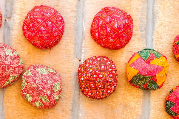 Jaisalmer, India. Street shop with traditional hats in Jaisalmer.