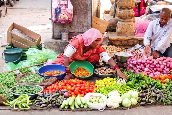 Jaisalmer Índia Por Volta Março 2018 Mercado Legumes Nas Ruas — Fotografia de Stock