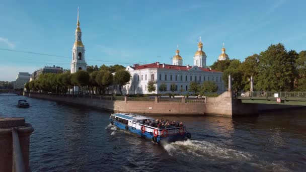 Saint Petersburg Russland August 2019 Der Glockenturm Der Nicholas Empiphany — Stockvideo