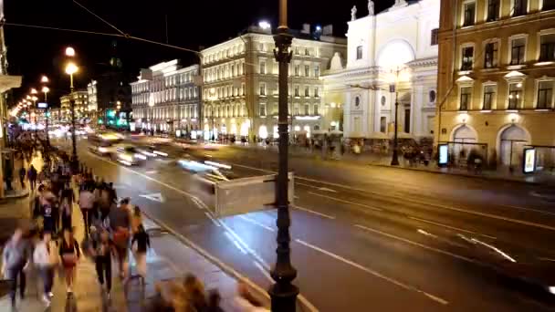 Sankt Petersburg Rosja Circa Sierpień 2019 Ruch Drogowy Głównej Ulicy — Wideo stockowe