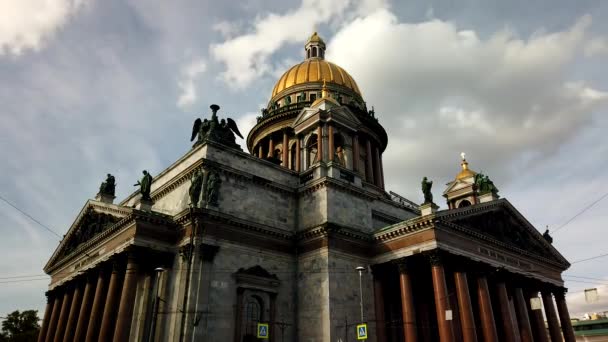 Saint Petersburg Ryssland Circa September 2019 Timelapse Isaacs Cathedral Soliga — Stockvideo