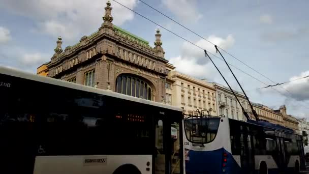 Saint Petersburg Russia Circa September 2019 Timelapse Road Traffic Main — Stock Video