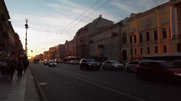 San Petersburgo Rusia Circa Septiembre 2019 Vista Del Atardecer Nevsky — Vídeo de stock