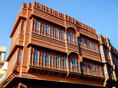 Bikaner, Hindistan - Mart 2018. Bikaner 'in geleneksel mimarisi.