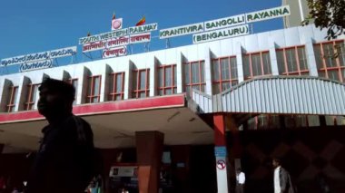 Bangalore, Hindistan - Aralık 2019. KSR Bengaluru (Krantivira Sangolli Rayanna) tren istasyonunun görüntüsü.