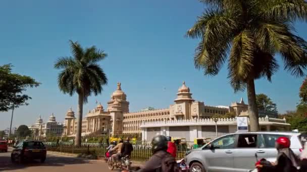 Bangalore Índia Circa Dezembro 2019 Vista Prédio Escritórios Governo Suvarna — Vídeo de Stock