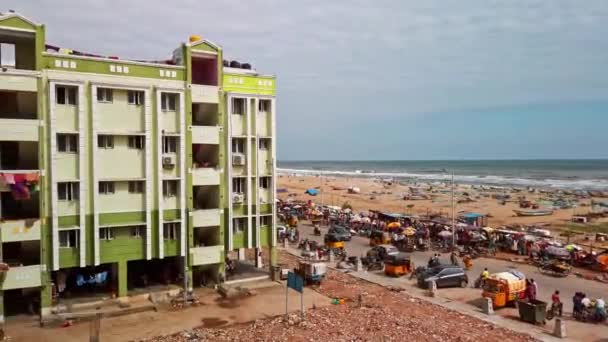 Chennai Índia Circa Dezembro 2019 Área Residencial Perto Praia Nochikuppam — Vídeo de Stock
