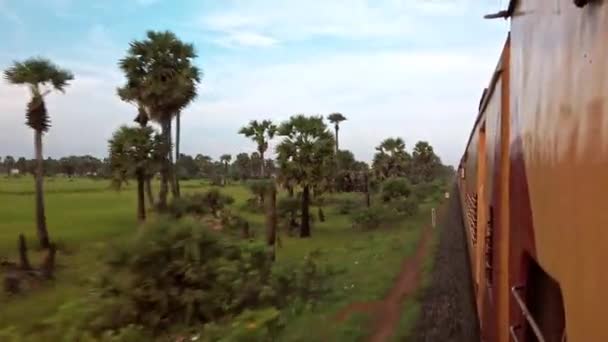 Rameshwaram India Circa Diciembre 2019 Vista Exterior Del Tren Expreso — Vídeos de Stock