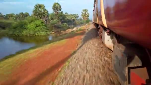 Rameshwaram India Circa Diciembre 2019 Vista Exterior Del Tren Expreso — Vídeos de Stock