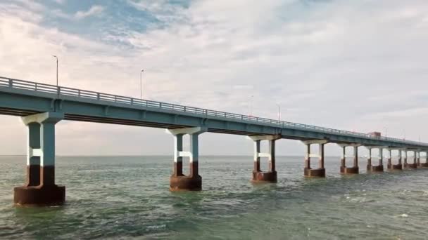 Rameshwaram Ινδία Circa Δεκέμβριος 2019 Προβολή Της Γέφυρας Pamban Στο — Αρχείο Βίντεο