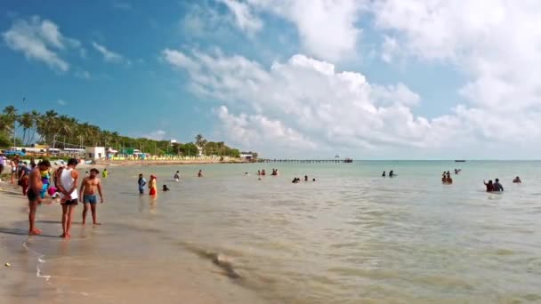 Rameshwaram India Circa December 2019 Hindoe Mensen Baden Arabische Zee — Stockvideo