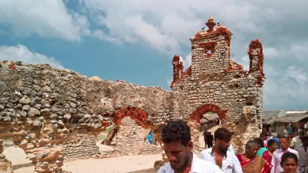 Rameshwaram Hindistan Aralık 2019 Dhanushkodi Köyünün Kalıntıları — Stok video