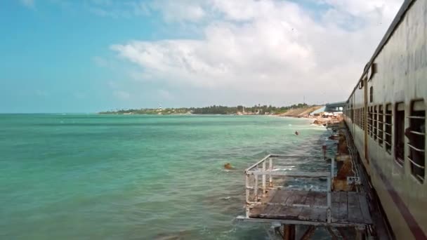 Rameshwaram Hindistan Aralık 2019 Rameshwaram Daki Pamban Köprüsü Manzarası Pamban — Stok video