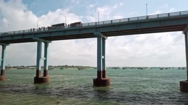 Rameshwaram India 2019 December Körül Kilátás Pamban Hídra Rameshwaramban Első — Stock videók