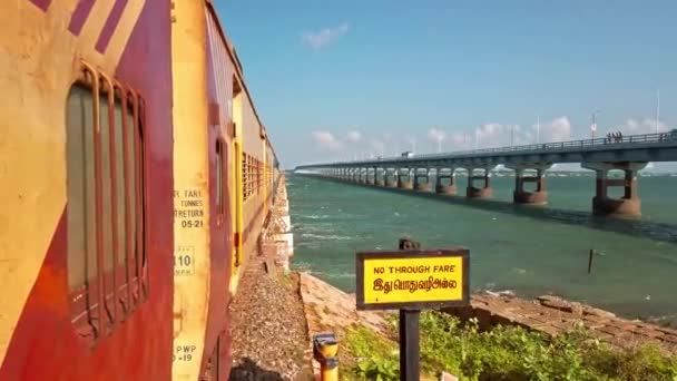 Rameshwaram Índia Circa Dezembro 2019 Vista Ponte Pamban Rameshwaram Primeira — Vídeo de Stock