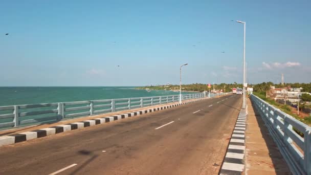 Rameshwaram India Circa December 2019 Rameshwaram的Pamban桥景观 连接潘邦岛和印度大陆的第一座印度桥 — 图库视频影像