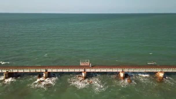 Rameshwaram Hindistan Aralık 2019 Rameshwaram Daki Pamban Köprüsü Manzarası Pamban — Stok video