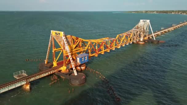 Rameshwaram India Приблизно Грудень 2019 Року Вид Міст Памбан Рамешварамі — стокове відео