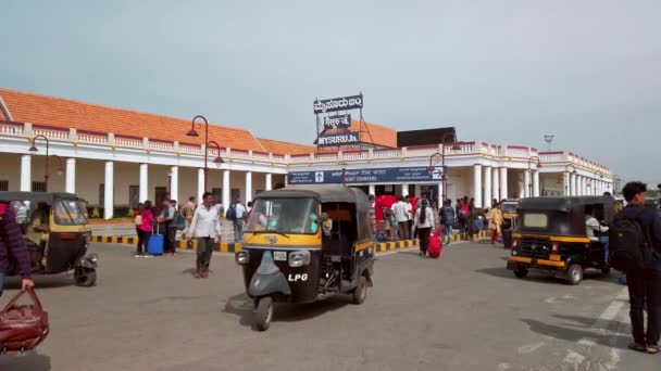 Майсур Индия Около Декабря 2019 Года Вид Вокзал Майсур — стоковое видео