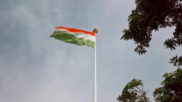 Mysore India Circa Diciembre 2019 Bandera India Estación Tren Mysore — Vídeo de stock