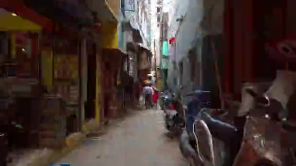 Varanasi Hindistan Ekim 2019 Varanasi Sokaklarında Hayat — Stok video