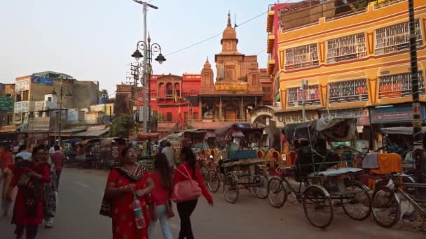 Varanasi Indie Circa Říjen2019 Život Ulicích Varanasi — Stock video