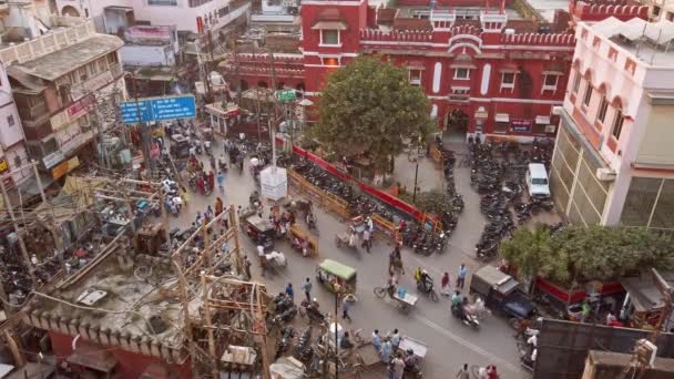 Varanasi Indie Circa Říjen2019 Silniční Doprava Přeplněných Ulicích Varanasi — Stock video