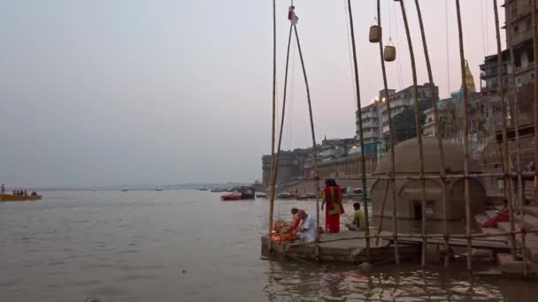 Varanasi India Circa October 2019 Everyday Life Ghats Varanasi — Stock Video