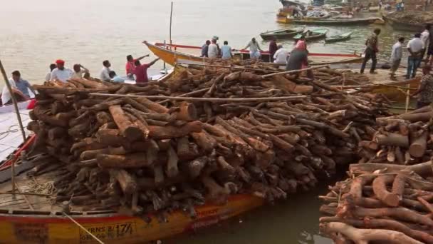 Varanasi Indie Circa Říjen2019 Manikarnika Ghat Jedním Ghats Varanasi Nejznámější — Stock video